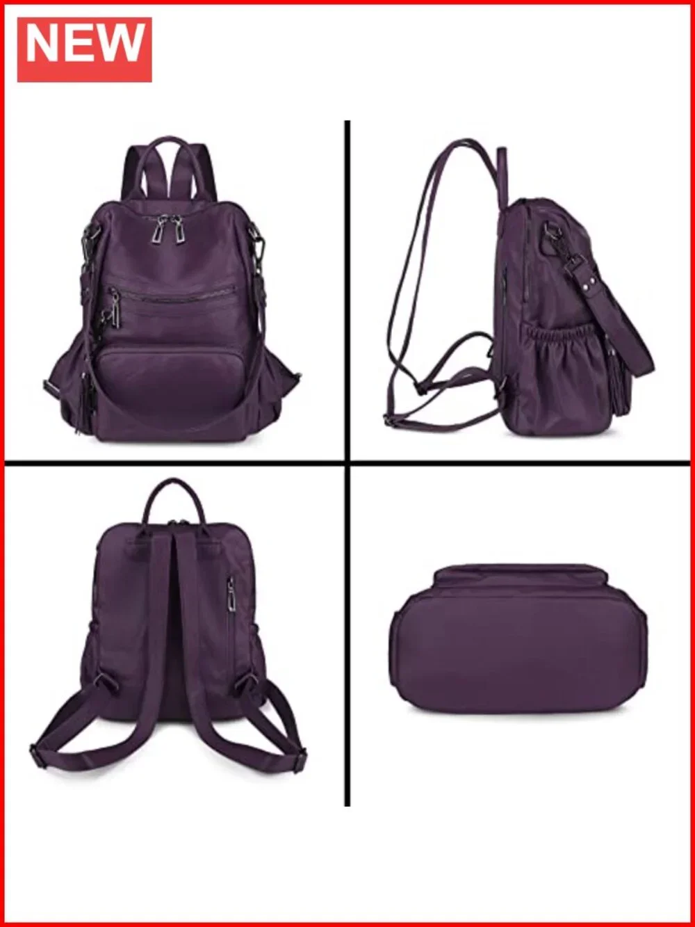 Vegan Leather Tassel Travel Backpack Purse Convertible Shoulder Bag Women